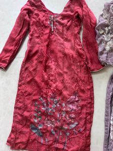 Organza Red Kurta Pakistani Set