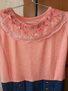 Sale 📢📢Peach And Blue Top For Girls