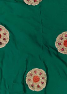 Green Saree with Floral Embroidery