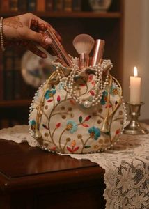 Floral Embroidered Pouch