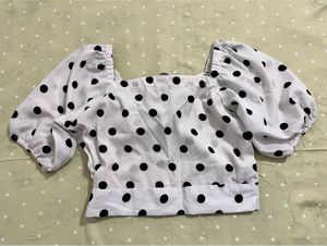 Polka Dot Tie-Front Top