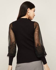 Women Black V Neck Top