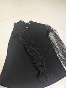 Stylish Black Top Sheer Sleeves
