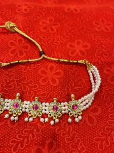 Pearl &amp; Ruby Floral Choker