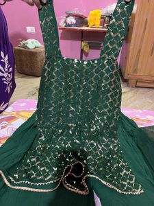 Green Sharara Suit With 2Choli For Women