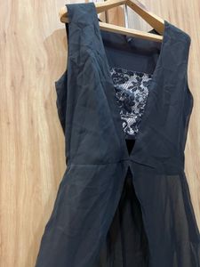 Asymmetrical Lace Black Top- Size S