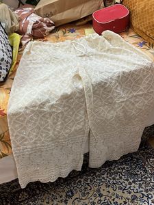 Embroidered White Palazzos