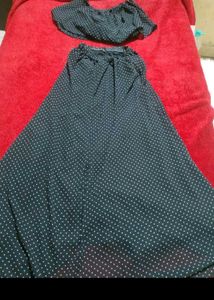 2 pc set skirt top polka dots beach vacation wear