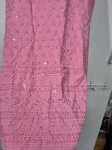 Pink Embroidered Kurti Chikankari