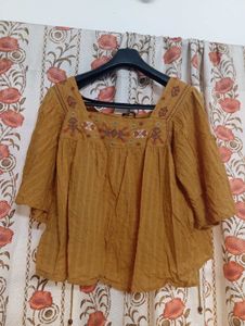Embroidered Square Neck Top