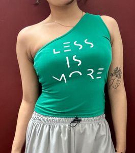 Green One-Shoulder Graphic Tank