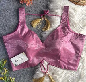 Raw Silk Padded Drawstring Blouse