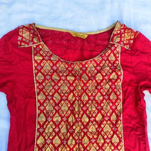 Aurelia Marroon Foil Printed Kurta
