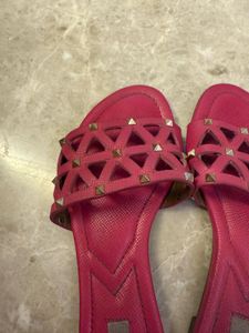 Rosso Brunello Pink Studded Flats