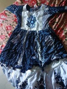 dress white and blue colors  beautiful combination