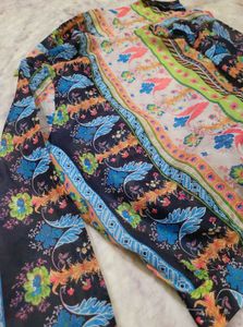 Boho Print Tie-Front Top