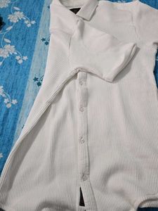 Men's White Corduroy Casual Shirt