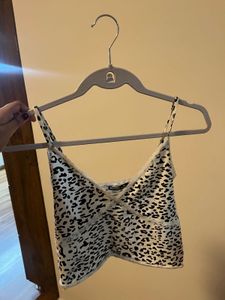 BONKERS corner white and black animal printed top