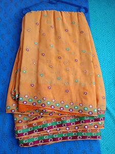 Orange Bandhani Saree