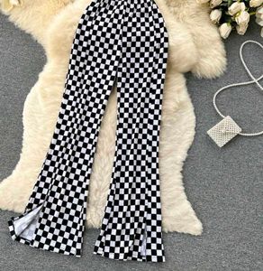 Checkered Flare Leg trousers 🦓⬛⬜