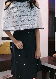 Cute Black Skirt &amp; Lace Top Set