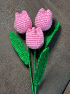 Crocheted Purple Tulip ( randome colour ) Any 2