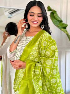 Women&#39;s Cotton Kurta Pant Set with Dupatta😍