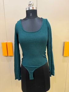 Green Body Suit Full Slevees Top