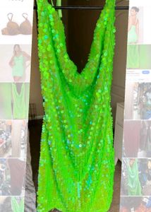 Pretty Little Thing Sequin Dress Short Green Party