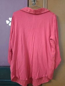 Red Casual Shirt with Pockets and Roll-Up Sleeves