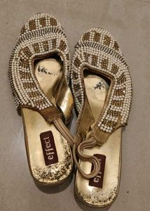 Party Wear Pearl & Stone Work Sandal For Women