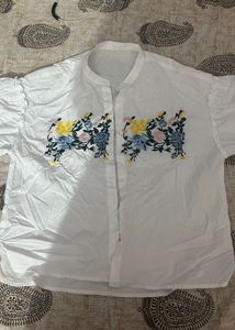 Floral Embroidered White Blouse