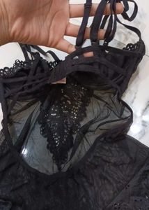 Black Lace Lingerie Bodysuit..size S