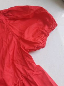 Red Ruffled Tie Top