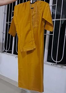mustard kurti set