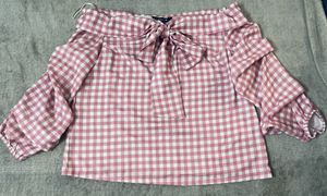 FAB ALLEY - Gingham Off-Shoulder Top