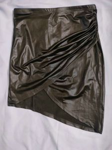 SHEIN Wrap Style ruched PU leather Skirt