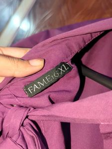 Purple Tie-Neck Blouse