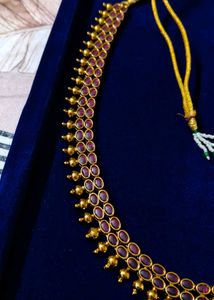 Alluring Antique Oval Ruby Stone Long Necklace Set