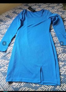 Blue Long Sleeve Dress