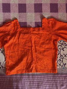 Orange Square Neck Top