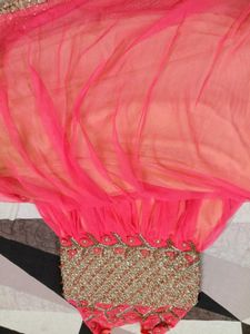 Pink &amp; Gold Embellished Gown Dress