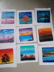 Set of 9 Handmade Landscape Paintings