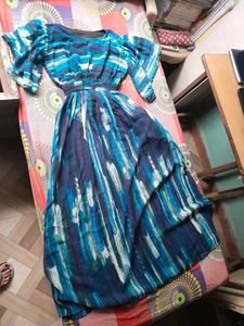 L Blue Georgette Dress