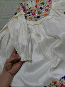 White Dress with Floral Embroidery
