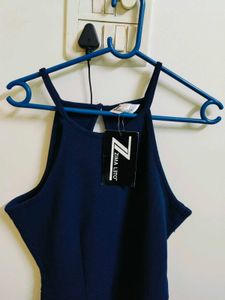 Navy Halter Midi Dress