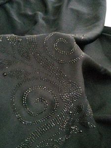 BLACK ABAYA VERY SHINY STONE WORK