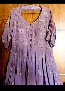 Embroidered Purple Anarkali Dress