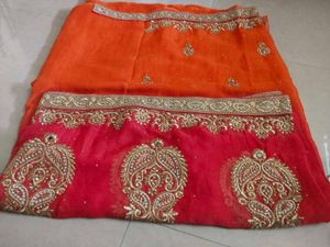 Elegant Red &amp; Orange Saree