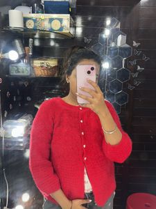 Short Red Cardigan